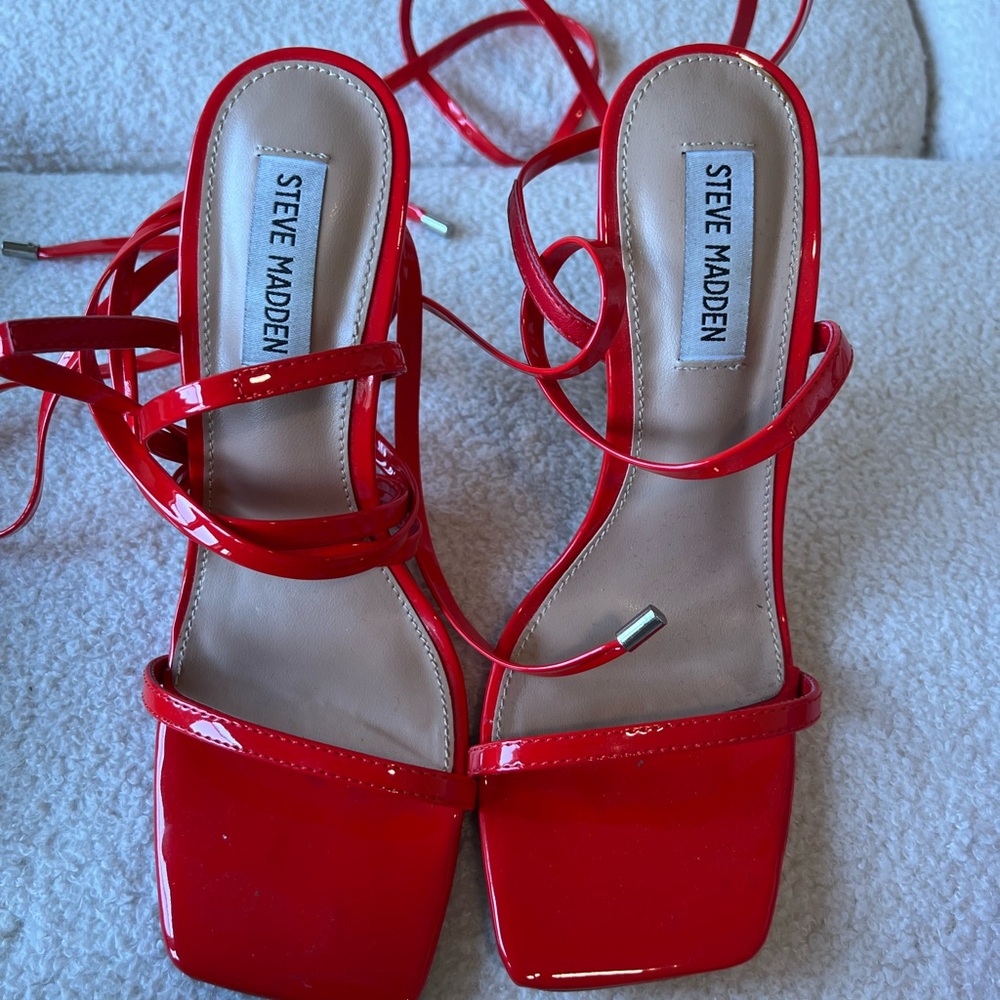 Steve Madden Glossy Red Strappy Sandals